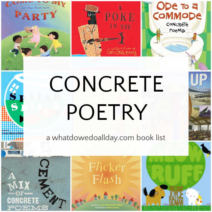 Collage of concrete poetry books for kids