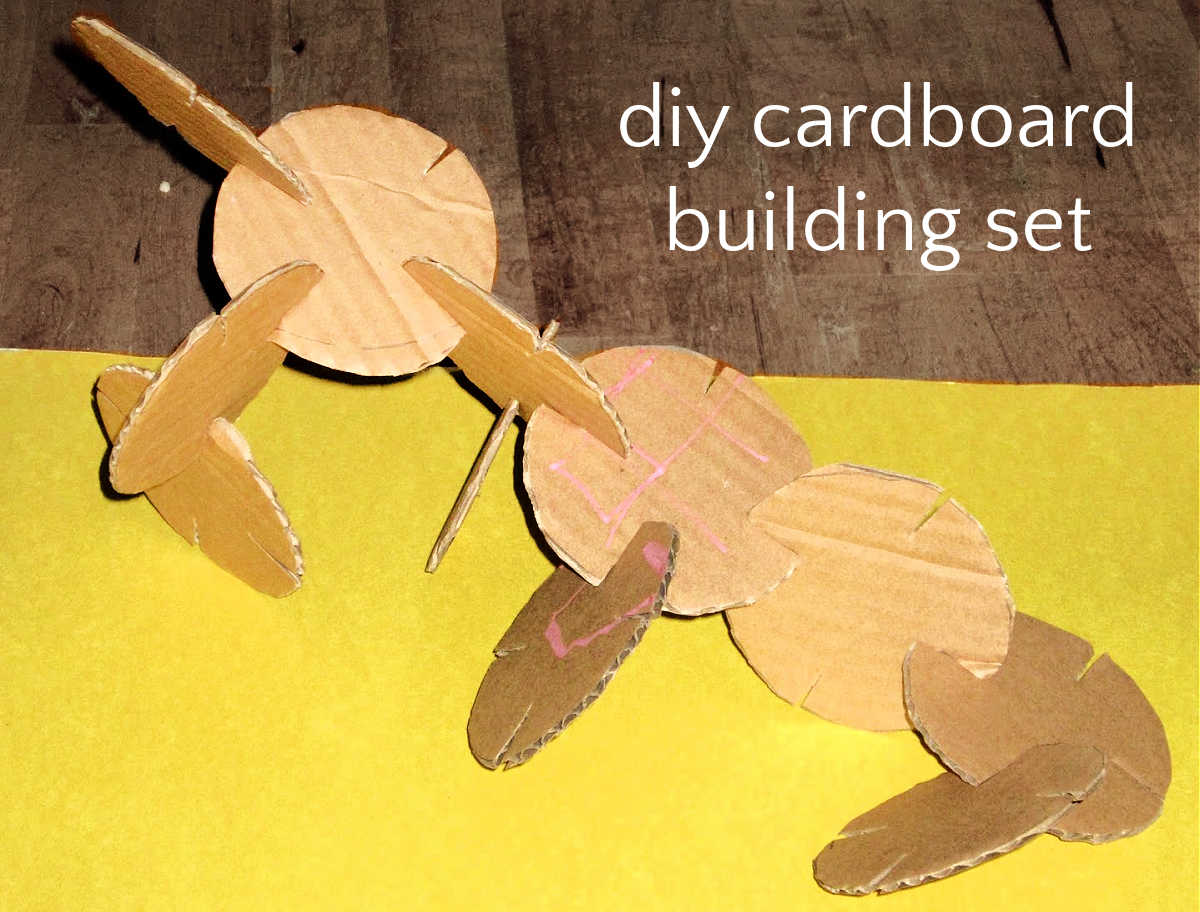 Homemade cardboard interlocking disc building set