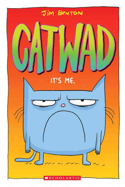 Catwad graphic novel book cover featuring grumpy blue cat.