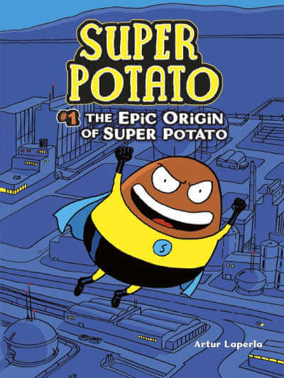 Super Potato book cover featuring flying potato in superhero costume.