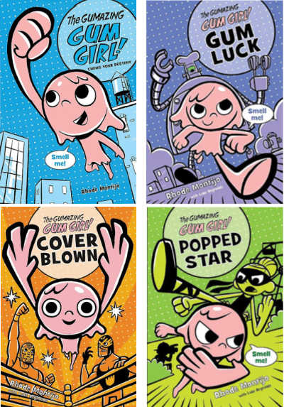 Four book covers for the Gumazing Gum Gir