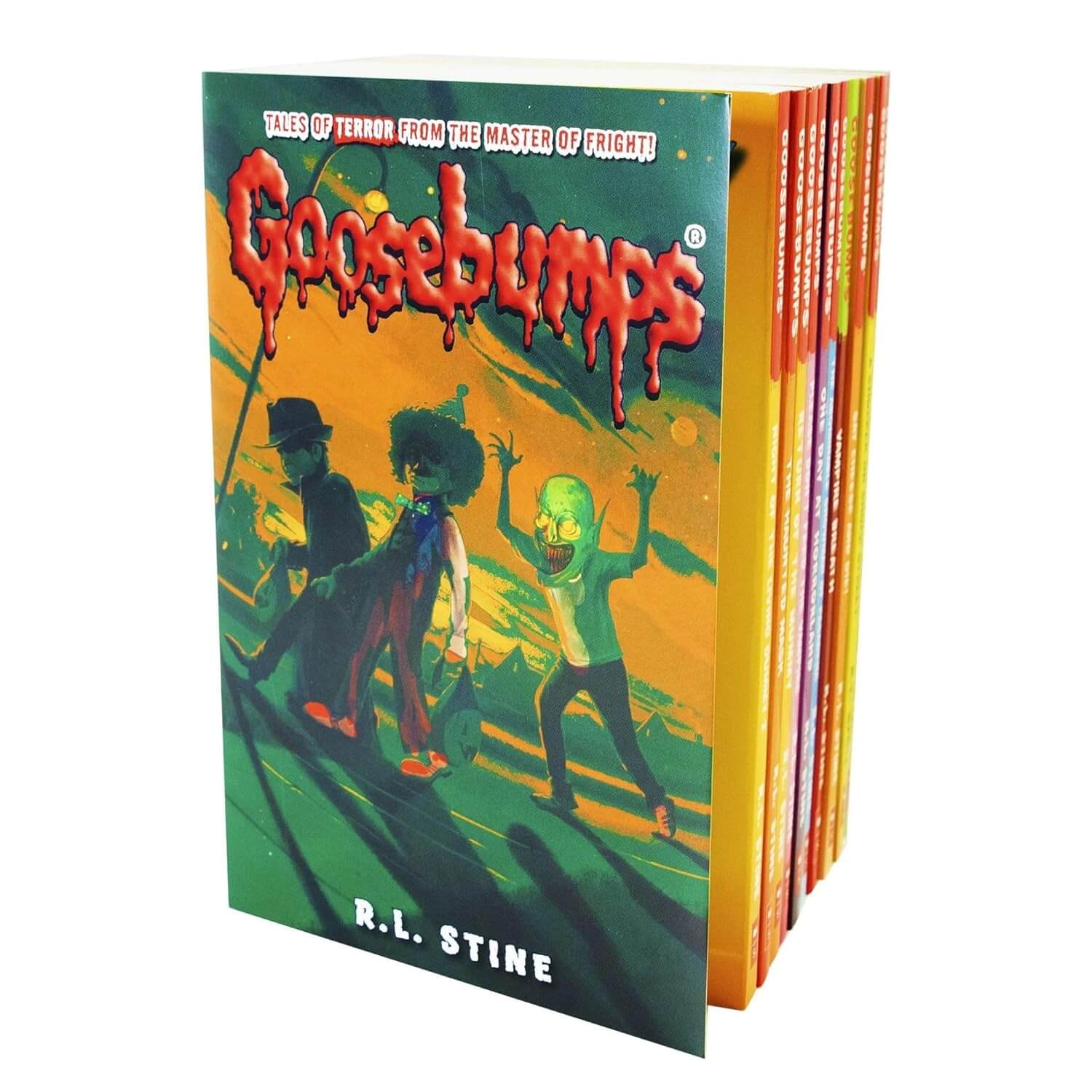 Box set of Goosebumps books.