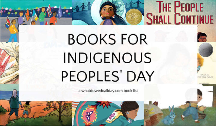 Collage of children's books for Indigenous Peoples' Day.