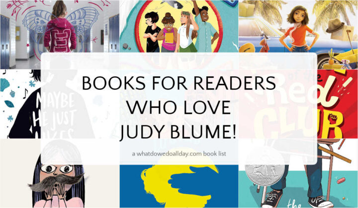 Collage of books with text overlay that reads, "Books for readers who like Judy Blume"