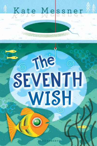 The Seventh Wish book cover with illustration of orange fish under and ice covered pond.