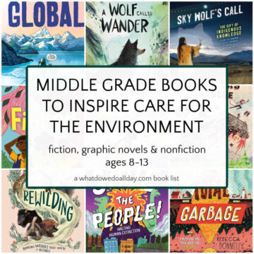 collage of middle grade books about the environment