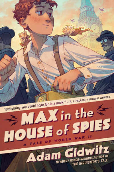 Max in the House of Spies book cover with illustration of boy running with Big Ben in background.