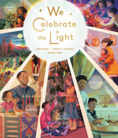 We Celebrate the Light, picture book cover with illustrations of families celebrating various holidays.