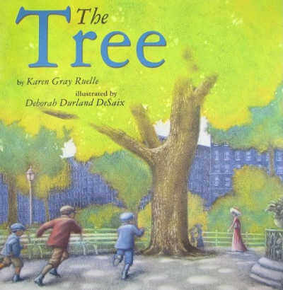 The Tree picture book cover with illustration of large tree in a park surrounded by tall buildings.