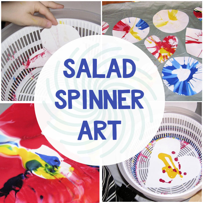 Collage of salad spinner art examples and process