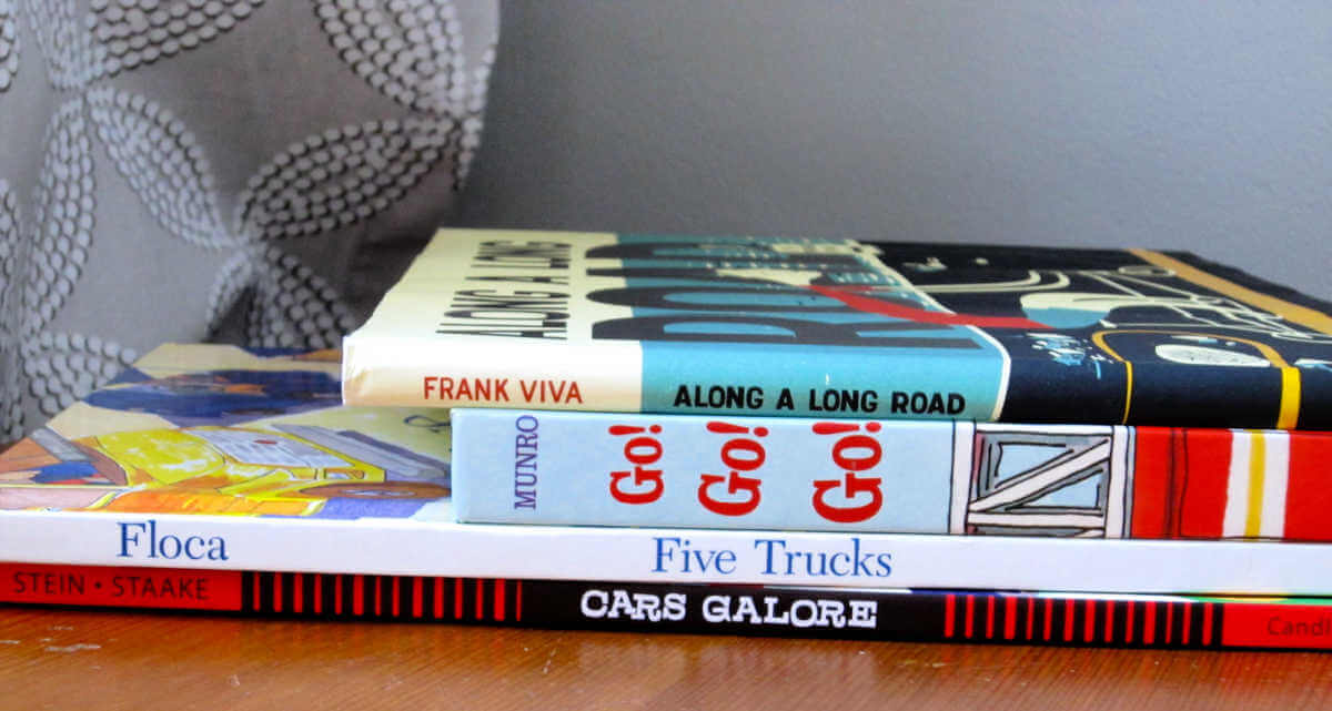 Four children's picture books in a stack to create a poem with the titles.