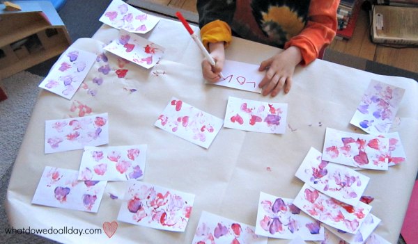 Signing valentine cards for school