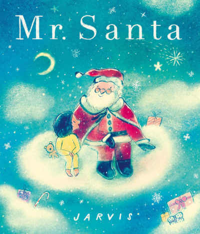 Mr. Santa picture book with illustration of Santa and girl on a cloud.